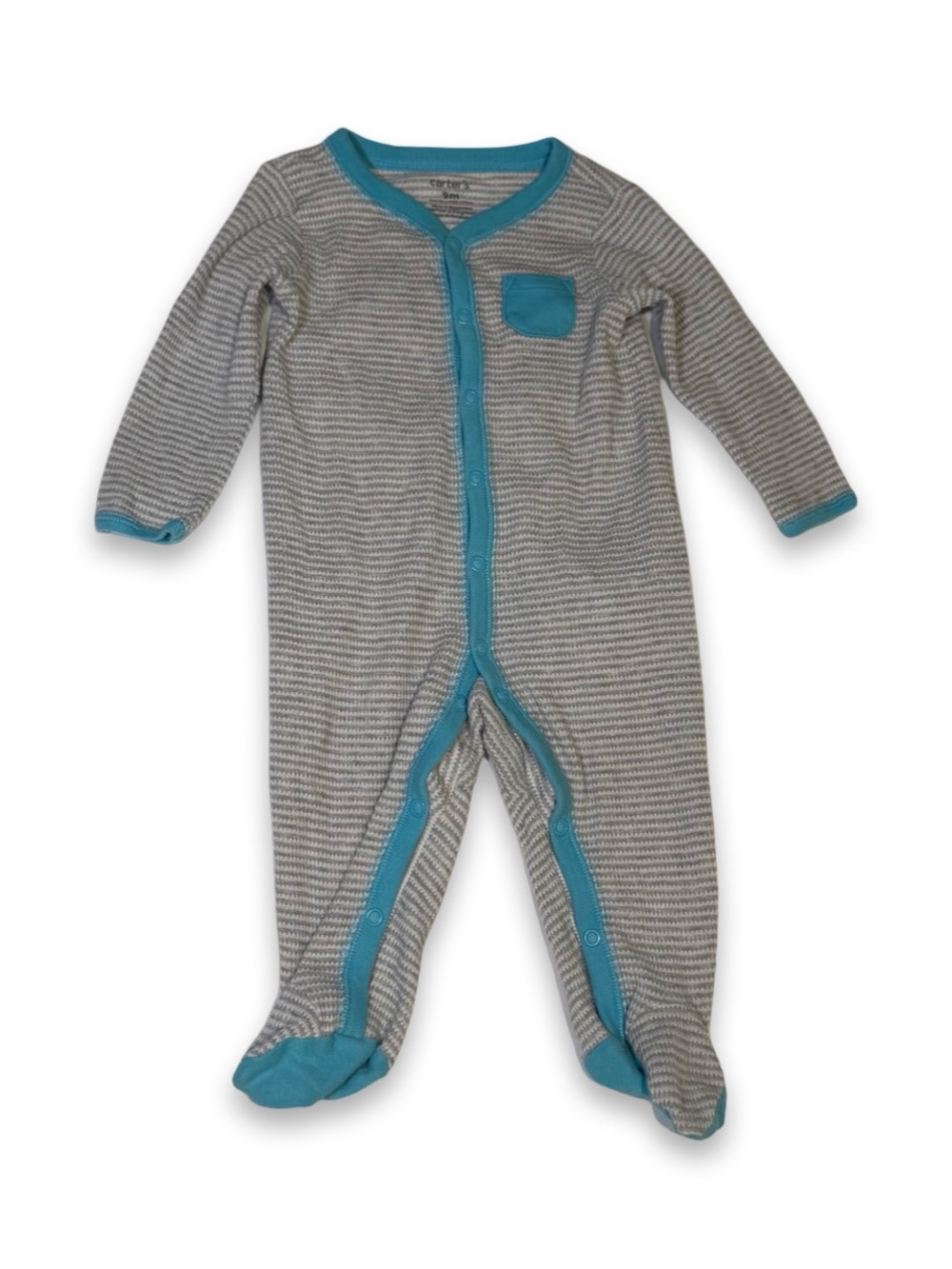 Waffle-Knit Footed PJs with Pocket — Carter's, 9M